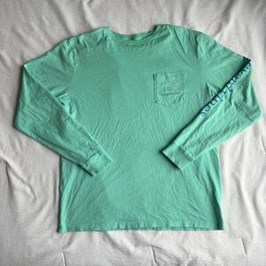 Vineyard Vines Teal Seafoam Long Sleeve One Pocket Shirt Size Medium 100% Cotton